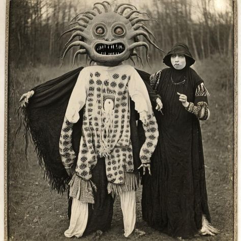 Voodoo Mask, Vintage Witch Photos, Creepy Old Photos, Witch Photos, Vintage Halloween Photos, Creepy Costumes, Creepy Vintage, Creepy Photos, Retro Horror