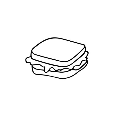 Sandwich Drawing Easy, Sandwich Doodle, Sandwich Sketch, Sandwich Tattoo, Sandwich Image, Sandwich Vector, Cool Little Tattoos, Sandwich Illustration, Sandwich Drawing