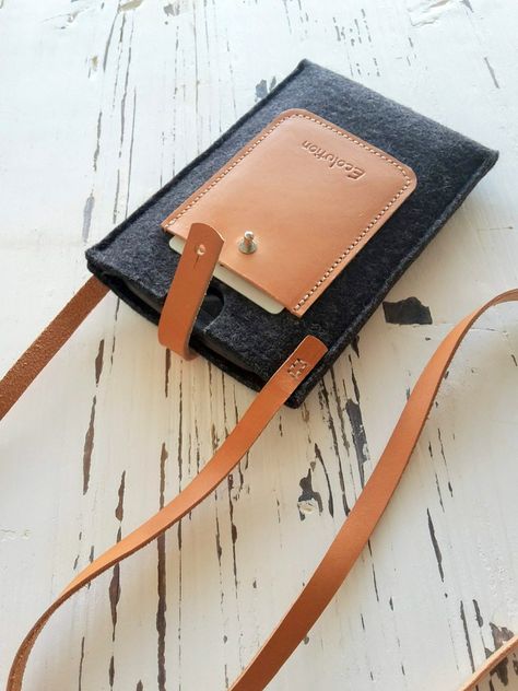 iPhone Cross Body - iPhone Case with Strap - Wool Felt Leather - eco friendly-handmade in Switzerland Iphone Case With Strap, Creative Bag, Back To, Leather Projects, Leather Gifts, Leather Bags Handmade, To The, The Roots, Leather Diy