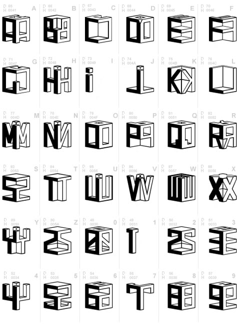 Cool Fonts Alphabet Bold, Alphabet Graphic Design, Cubism Drawing, Cube Letters, Cubism Design, Cool Fonts Alphabet, Serif Lettering, Typography Drawing, Unique Lettering