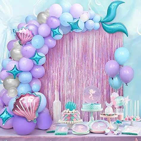 Ariel Birthday Party, Mermaid Birthday Decorations, Mermaid Balloons, Ariel Party, Mermaid Birthday Party Decorations, Mermaid Birthday Cakes, Mermaid Theme Birthday Party, Ariel Birthday, Girl Birthday Decorations