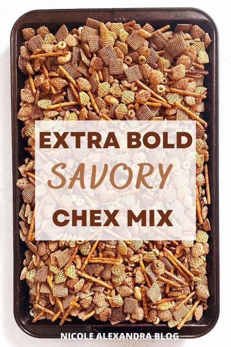 WOW! I make this every year. It's the best recipe I have tried and one my family looks forward to each year. #boldchexmix #chexmixrecipe #holidaychexmixrecipe Best Chex Mix Recipe Savory, Bold Chex Mix Recipe, Savory Chex Mix Recipes, Savory Chex, Savory Chex Mix, Chex Mix Christmas, Thanksgiving Side Dishes Healthy, Chex Mix Recipe, Christmas Recipes For Kids