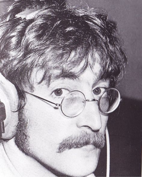 John in the studio sporting his "Sgt Pepper's" moustache 1967. Beatles 1967, John Lemon, George Martin, Imagine John Lennon, Beatles Photos, Beatles Pictures, Sgt Pepper, Beatles John, The Fab Four