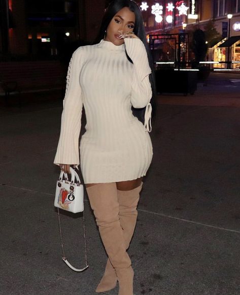 @Lira_galore ✨ Lira Galore, Outfits Winter, Fall Fashion Outfits, Dark Fashion, Mini Dress With Sleeves, Thigh High Boots, Favorite Dress, Fall Winter Outfits, Fashion Killa