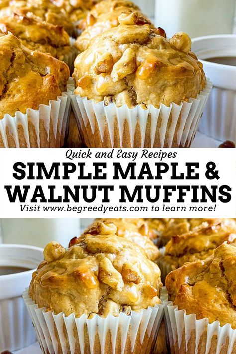 Maple Muffins, Easy Muffin Recipe, Maple Recipes, Pecan Muffins, Walnut Muffins, Maple Butter, Simple Muffin Recipe, Walnut Recipes, Muffin Tin Recipes