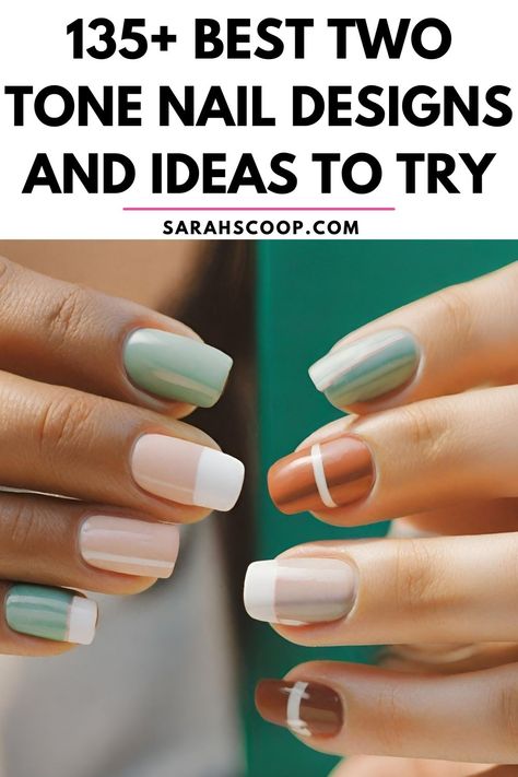 Dive into the world of colors with these impressive 135+ two-tone nail designs. Unleash your creativity and get inspired to try something new on your nails.#TwoToneNails #NailArtTrends #NailDesigns #BeautyInspiration Colorblock French Tip Nails, 2 Tone French Manicure, Two Tone Nail Ideas, 2 Tone Nails Designs, Two Color Nails Ideas, Color Blocked Nails, Two Toned Nails Designs, Colorblock Nail Art, Colorblock Nails