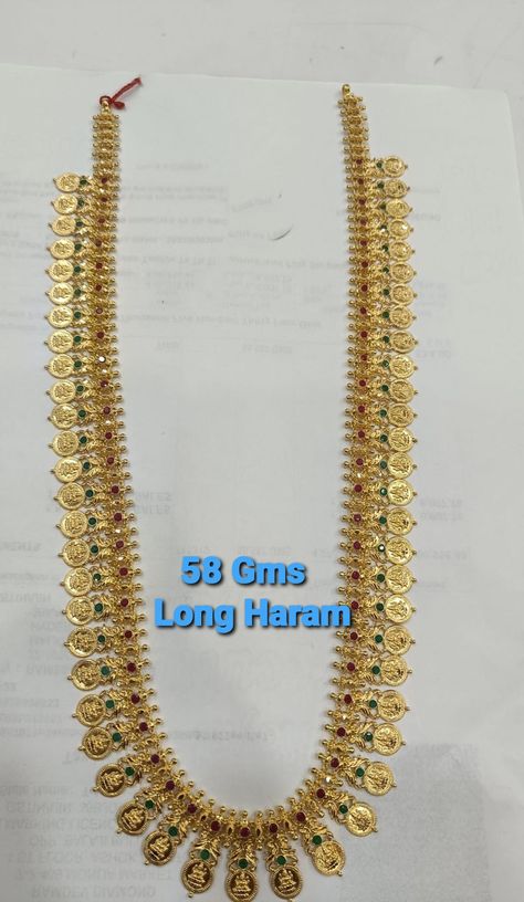 Kasulaperu Latest Designs With Weight, Uncut Haram, Kasulaperu Latest Designs, Long Chin, Kasu Haram, Kasu Mala, Ruby Necklace Designs, Fashion Jewelry Necklaces Gold, Simple Necklace Designs