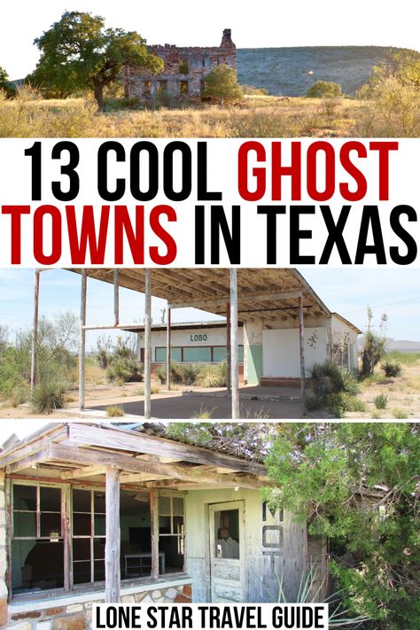 13 (Mostly) Abandoned Ghost Towns in Texas (+ Map!) Haunted Places In Texas, Texas Culture, Abandoned Towns, Hunting Essentials, Texas Travel Guide, Storyboard Ideas, Texas Adventure, Travel Texas, Crazy Houses