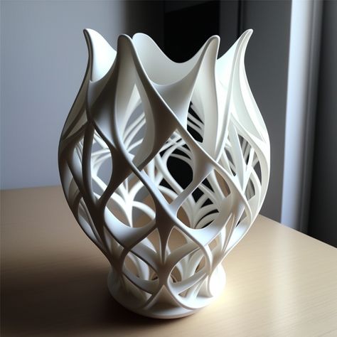 3D printable aprametric vase. Insane design of a 3D printable parametric vase. PLA 3d Forms Design, Parametric Product, Biomimicry Design Products, 3d Printed Vase, 3d Printed Fabric, Cool 3d Prints, 3d Printed Art, 3d Printing Toys, Bionic Design