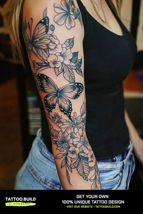 Looking for the best ladies sleeve tattoos? Sleeve tattoos have become increasingly popular among women in recent years, offering a bold canvas for self-expression and artistic creativity. Ladies Sleeve Tattoo, Nature Sleeves, Ladies Sleeve Tattoo Ideas, Tattoo Ideas Elegant, Butterfly Sleeve Tattoo, Black And White Flower Tattoo, Discover Aesthetic, Unique Half Sleeve Tattoos, Arm Sleeve Tattoos For Women