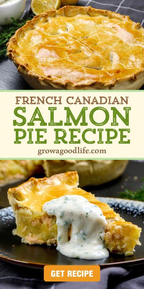 Salmon pie is a French-Canadian dish passed down for many generations. It's the coastal version of the classic tourtière and is made from a combination of salmon, potatoes, and savory seasonings and baked in a flaky pie pastry. #SeasonalSeafoodSelections Salmon Pie Recipe, Salmon Potatoes, Salmon Pie, Canadian Dishes, Pie Pastry, French Canadian, Grocery List, Pie Recipe, Food App