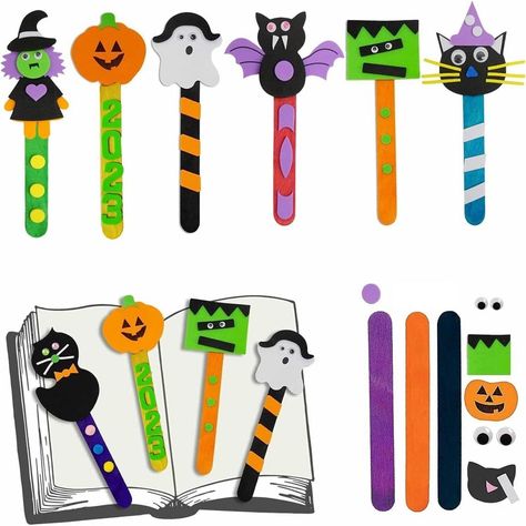 Get ready for some spooky fun with our halloween bookmark craft kit for Kids this 2024! Perfect for 4th grade halloween crafts, fall bookmark crafts for kids, and halloween crafts for kindergarten class, this kit includes everything you need. With 12 bookmarks in 6 unique designs, your kids will have a blast creating their own Halloween-themed bookmarks. Whether it's halloween crafts for 5 year olds or halloween crafts for kids ages 8-12 classroom, this kit is designed to entertain and engage. MESS-FREE MADNESS: No need for glue! Our kit includes self-adhesive foam stickers and dots, making it a breeze for kids to peel and stick. Ideal for halloween craft kits for classroom and class halloween crafts, these foam halloween crafts ensure a mess-free crafting experience. Each bookmark is 6 in Bookmark Crafts For Kids, Halloween Foam Crafts, Halloween School Crafts, Unique Halloween Crafts, Halloween Classroom Crafts, Kindergarten Halloween Crafts, Kids Halloween Crafts, Halloween Craft Activities, Halloween Craft Kits