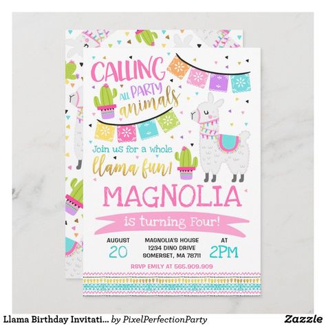 Llama Birthday Invitation Whole Llama Fun Party Melon Birthday, Fun Invitation, Llama Party, Llama Birthday, Cactus Party, Fun Invitations, Kids Birthday Themes, Animal Birthday Party, Fun Birthday Party