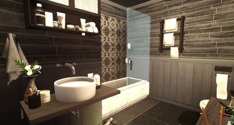 Dark Bloxburg House, Boho House Interior, Blocksburg Room Ideas￼, Dark Bathrooms, Interior Color Schemes, Bloxburg Ideas, Home Themes, Brown Kitchens, Boho House