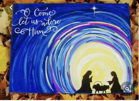 Nativity Painting, Nativity Silhouette, Diy Christmas Garland, Silver Christmas Decorations, Christmas Paintings On Canvas, Pinturas Disney, Christmas Canvas, Table Of Contents, Silver Christmas