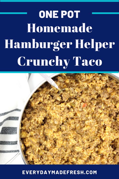 Taco Hamburger Helper, Taco Hamburger, Hamburger Helper Recipes, Cheesy Enchiladas, Cheesy Nachos, Family Dinner Night, Quick Lunch Recipes, Crispy Tacos, Homemade Hamburger