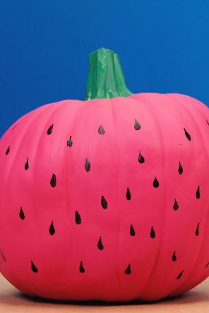 Painting Pumpkins Simple, Preppy Carving Pumpkins Ideas, Easy Paint Pumpkin Ideas Simple, Watermelon Pumpkin Painting, Fruit Pumpkin Painting Ideas, Cute Tiny Pumpkin Painting Ideas, Easy Small Pumpkin Painting Ideas, Preppy Halloween Pumpkin Painting, Spooky Halloween Pumpkins Painted