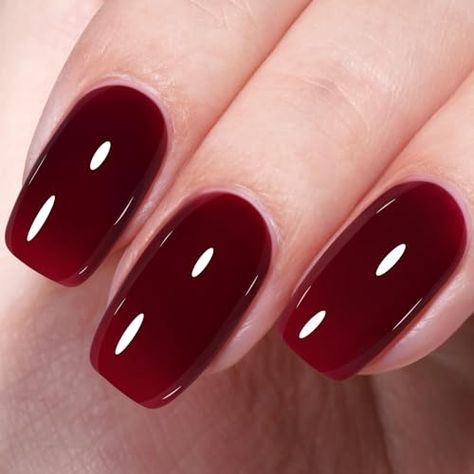 AILLSA Red Gel Polish Jelly Queen Hearts Burgundy Translucent Gel Nail Polish Dark Wine Gel Polish Long Lasting Blood Color Nails Soak Off U V Gel for Nail Art at Home Valentine Gift 0.51 Oz GD65 Red Gel Polish, Blood Nails, Dark Nail, Nail Soak, Red Jelly, Gothic Glam, Nail Art At Home, Stylish Nails Designs, Jelly Nails