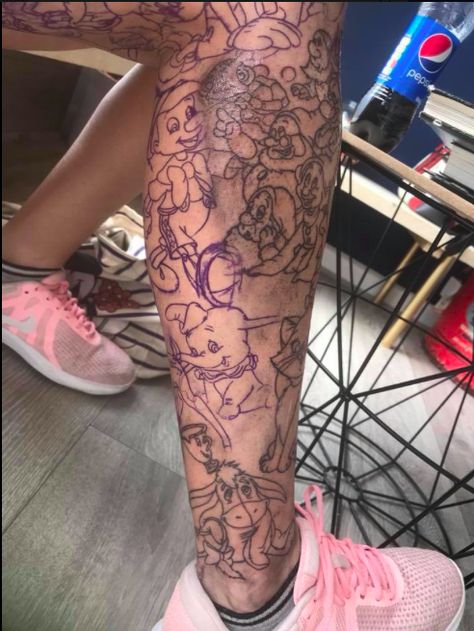 Disney Sidekicks Tattoo Sleeve, Disney Leg Sleeve, Disney Leg Sleeve Tattoo, Disney Sidekicks Tattoo, Tattoo Leg Sleeve, Disney Sleeve Tattoos, Disney Sidekicks, Disney Sleeve, Tattoo Leg