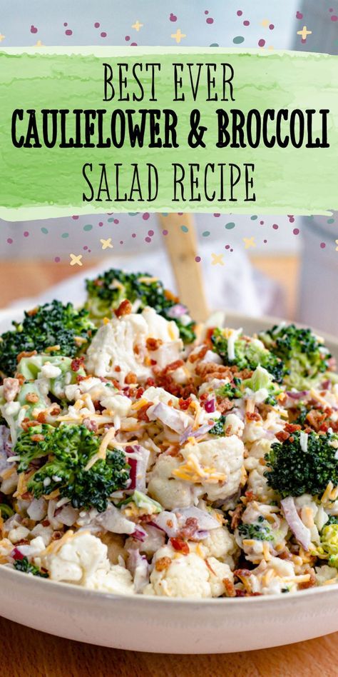 Brocoli And Cauliflower Salad, Broccoli Cauliflower Recipes, Broccoli Cauliflower Salad Recipes, Cauliflower Salad Recipe, Best Broccoli Salad Recipe, The Best Broccoli, Easy Broccoli Salad, Best Broccoli, Broccoli Cauliflower Salad