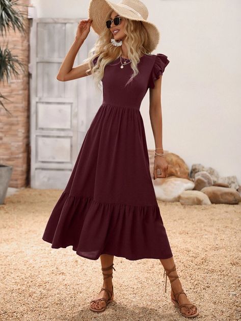 Cute Church Outfits, Sunday Dresses, Modest Summer Dresses, Cute Modest Outfits, Striped Tunic Dress, Modest Dresses Casual, Butterfly Sleeve, Ribbed Knit Dress, Dress Dusty