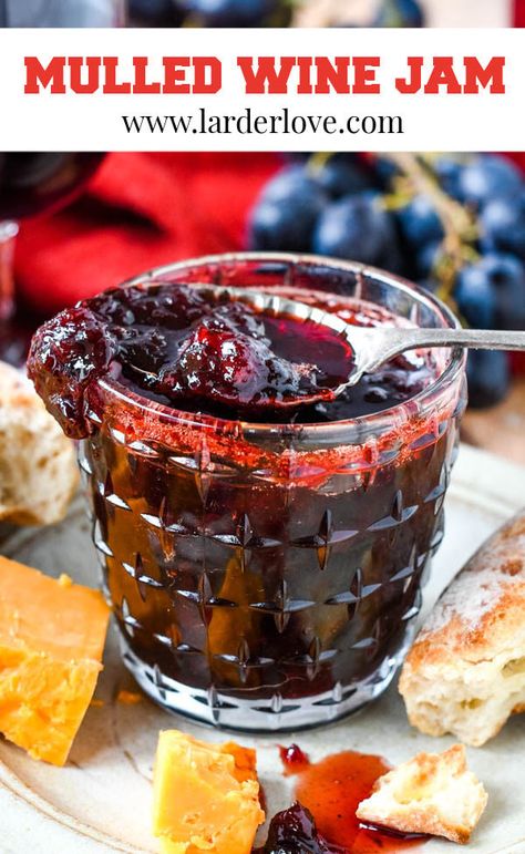 Wine Berry Jam, Mulled Wine Jelly Recipe, Mulled Wine Jam, Charcuterie Jams, Best Jam Recipes, Christmas Preserves, Jam Business, Wine Jam, Winter Jam