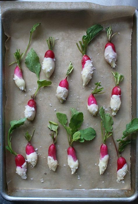 23 Radish Recipes for spring cooking! #radishes #spring #Easter #Mothersday #vegetables #vegetarian #seasonal #rootvegetables #watermelonradish #roastedradishes #radishsalad #pickledradishes Radish Recipes, Garden Recipes, Radishes, Spring Recipes, Small Bites, Salted Butter, Finger Food, Appetizer Snacks, Food Styling