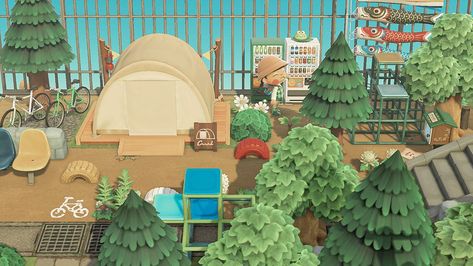 Acnh Campsite Ideas Japanese, Acnh Campsite Japanese, Acnh Campsite Designs City, Acnh Citycore Campsite, Acnh City Campsite, Acnh Junkyard, Acnh Campsite Ideas, Acnh Campsite, Acnl Art