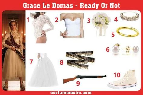 Grace Ready Or Not Costume, Ready Or Not Costume, Texas Chainsaw 2013, Ready Or Not Movie, Grace Wedding Dress, Get Together Ideas, Tea Remedies, Costume Guide, How To Act