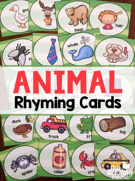 FREE Animal Rhyming Cards                                                                                                                                                                                 More Down By The Bay, Preschool Language, Writing Centers, Rhyming Activities, Kindergarten Ela, Language Spanish, Preschool Literacy, Education Activities, Literacy Stations