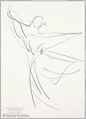 Drawing by Stanley Roseman of Paris Opera star dancers Charles Jude and Florence Clerc, "Comme on respire," 1991, Uffizi Gallery, Florence. © Stanley Roseman Paris Drawing, Paris Opera Ballet, Dancing Drawings, Drawing Examples, Uffizi Gallery, Gesture Drawing, Abstract Drawings, Dance Art, Sketch Painting