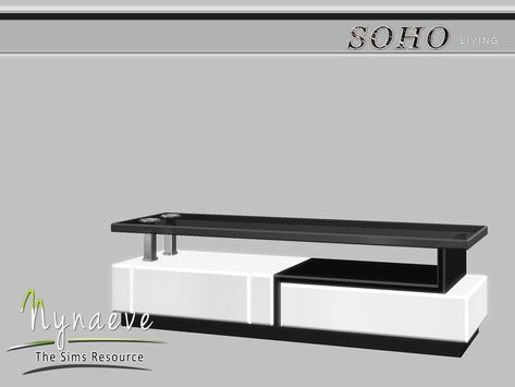 Soho Living Room - TV Stand  Found in TSR Category 'Sims 4 Coffee Tables' Sims 4 Cc Living Room Table, Sims 4 Tv Table, Sims 4 Cc Furniture Tv, The Sims 4 Tv Cc, Cc Tv Sims 4, Sims 4 Cc Tv Table, Sims 4 Living Room Table, Sims 4 Cc Furniture Functional Living Room, Sims 4 Cc Tv Cabinet