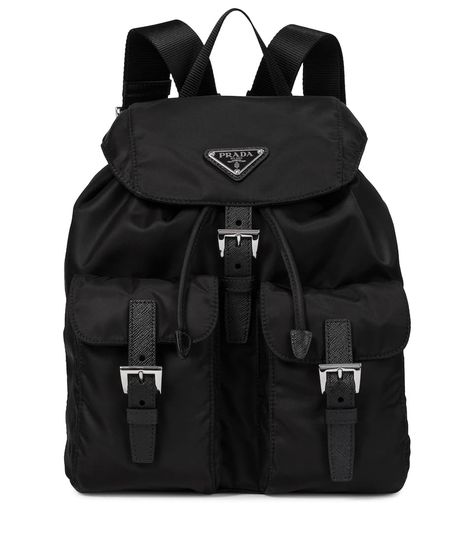 Nylon Backpack | Prada - Mytheresa Prada Backpack, Luxury Backpack, Backpack Free, Prada Nylon, Fancy Bags, Designer Backpacks, Prada Bag, Luxury Items, Leather Trims