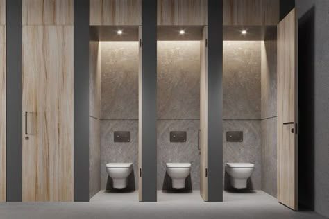 Restroom Stall Design, Commercial Restroom Design Offices, Commercial Toilet Design Interiors, Beautiful Washrooms, Commercial Toilet Design, Public Washroom Design, Commercial Washroom Design, Toilet Cubicle Design, Public Toilet Interior