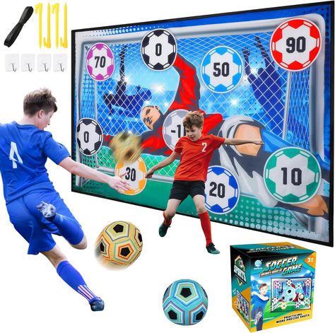 VATOS Soccer Ball Game Set for Kids, Indoor Outdoor Backyard Toss Soccer Goal Game with Velcro Balls, Foldable Flannel Goals, Toddlers Gift for 3 4 5 6 7 8 Year Old Boys and Girls Toddler Soccer, Toddler Football, Soccer Practice, Football Ball, Soccer Gifts, Birthday Toys, Soccer Goal, Soccer Skills, Sports Toys