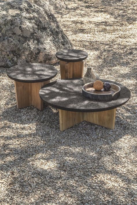 Cross Table by Ethimo Cork Table, Cork Wood, Italian Landscape, Italian Garden, Modern Outdoor Furniture, Outdoor Cover, Milan Design Week, Low Tables, Italian Furniture