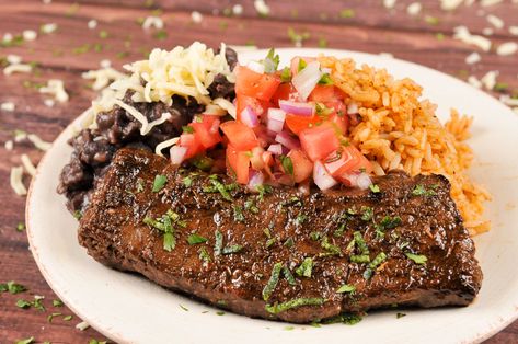 Cinco De Mayo Special: Carne Asada With Pico de Gallo, Spanish Rice, and… Seasoned Black Beans, Seasoned Steak, Homechef Recipes, Mexican Independence Day, Mexican Independence, Black Beans And Rice, Rice And Beans, Spanish Rice, Blue Apron