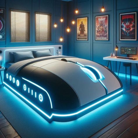 Bedroom - Trending Art Works Man Room Ideas Bedrooms, Man Bedroom Design, Iron Man Bedroom, Iron Man Room, Bedroom Speakers, Weird Beds, Cool Boys Room, Man Bedroom, Dorm Room Crafts