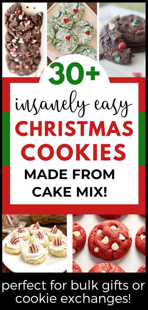 Cookie Gifts For Teachers, Easy Cookie Recipe For Cookie Exchange, Christmas Cookies For Party, 60 Best Christmas Cookies, Cakemix Cookies Christmas, How To Make Packaged Cookie Mix Better, Christmas Cookies Swap Recipes, Christmas Cake Batter Cookies, One Recipe Multiple Cookies