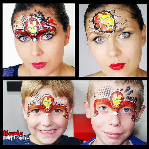 Iron-man Iron Man Face Paint, Superhero Face Painting, Iron Man Face, Face Painting For Boys, Man Face, Boy Face, Unique House Design, Face Painting Designs, Face Art