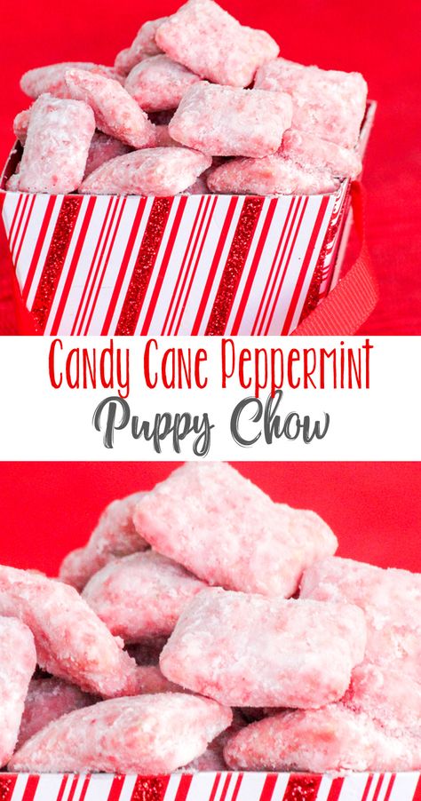 Peppermint Puppy Chow, Puppy Chow Cookies, Puppy Chow Chex Mix Recipe, Chex Mix Puppy Chow, Peppermint Recipes, Puppy Chow Recipes, Chex Mix Recipes, Snack Mix Recipes, Christmas Candy Recipes