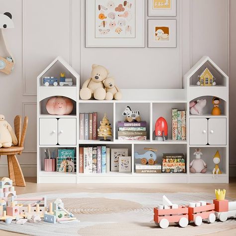 Amazon.com: Vabches Castle Shape Children's Bookshelf, Kids Toy Storage Organizer Kids Bookcase Display Case Multifunctional Storage Cabinet Bookshelf Suitable for Playroom, Living Room, Children's Room, Oak : Home & Kitchen Girl Toy Storage, Cabinet Bookshelf, Kids Toy Storage, Toy Storage Organizer, Bookcase With Drawers, Bookcase Display, Toy Storage Organization, Playroom Storage, Magical Kingdom