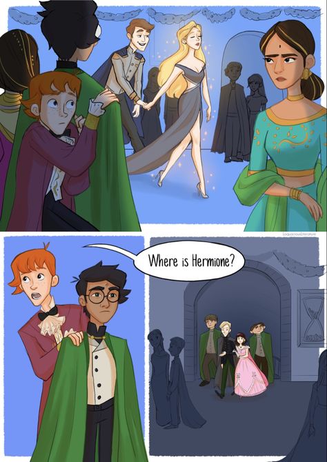 Yule Ball Fanart, Harry Potter Illustrated, Hermione Draco, Harry Potter Yule Ball, City Sydney, Harry Potter Illustrations, Harry Potter Puns, Yule Ball, Harry Potter Images