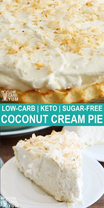 Coconut cream pie is one of the most popular low carb desserts! // refined sugar free desserts // keto sweets desserts // low carb sweet desserts #sugarfree #ketorecipes #lowcarbdesserts Desserts Low Carb, Coconut Cream Pie Easy, Refined Sugar Free Desserts, Coconut Cream Pie Recipes, Desserts Keto, Postre Keto, Red Velvet Cheesecake, Keto Sweets, Cream Pie Recipes