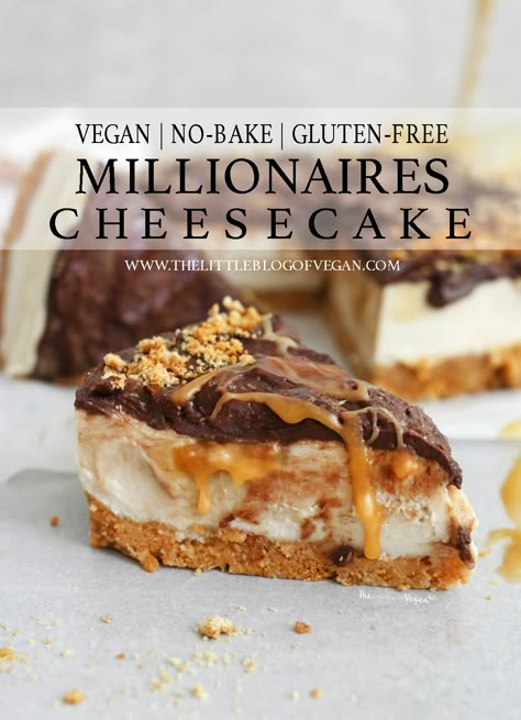 Millionaires Cheesecake, Vegan No Bake, Patisserie Vegan, Bathroom Tips, Vegan Baking Recipes, Vegan Bakery, Vegan Cheesecake, Desserts Vegan, Raw Desserts