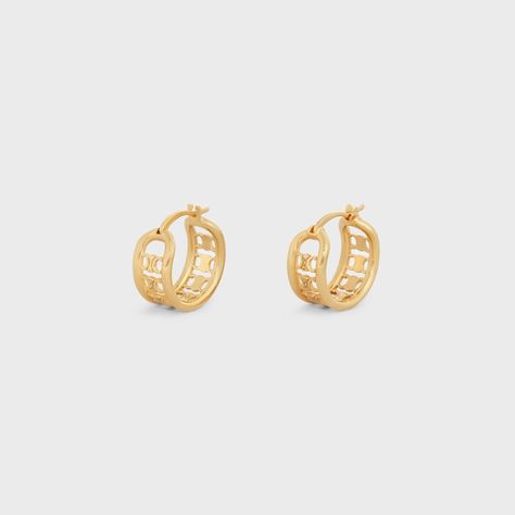 TRIOMPHE MULTI HOOPS IN BRASS WITH GOLD FINISH - GOLD | CELINE Celine Jewelry, Celine Earrings, Celine Triomphe, Fragrance Bottle, Precious Jewels, Vermeil Jewelry, Brass Jewelry, Card Holder Wallet, Silver Pieces