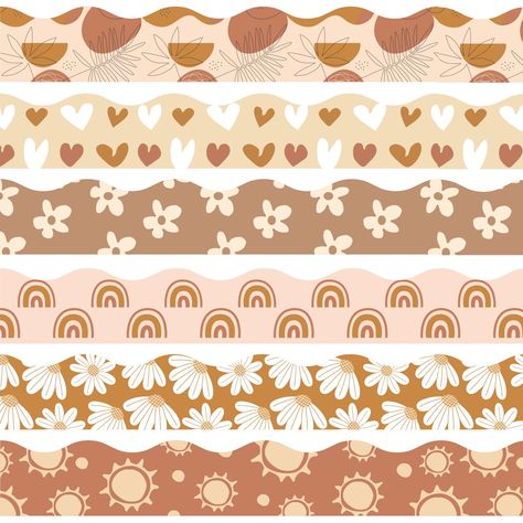 PRICES MAY VARY. What will you get:Our modern boho bulletin border decorations includes 20 pieces retro boho themed border strips in 6 different designs,each design for 10pcs.Rich patterns and abundant quantities are enough to satisfy your decorative needs. Super high quality:Our retro boho Cutouts are made of quality material.This type of material can withstand long-term use and frequent flipping,is not easily damaged or worn out. Distinctive modern boho design:The boho wall decals adopt floral Boho Classroom Bulletin Board, Groovy Bulletin Board, Retro Bulletin Board, Boho Bulletin Board, Modern Boho Classroom, Retro Theme Party, Rainbow Daisy, Boho Classroom, Floral Rainbow