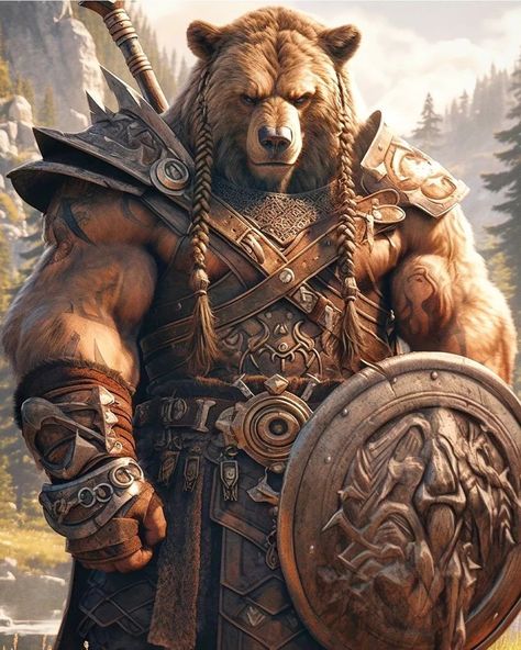 Anthro Animals, Madara Wallpaper, Bear Artwork, Dungeons And Dragons Classes, Bear Man, Animal Portraits Art, Fantasy Races, Mythical Creatures Art, Bear Art