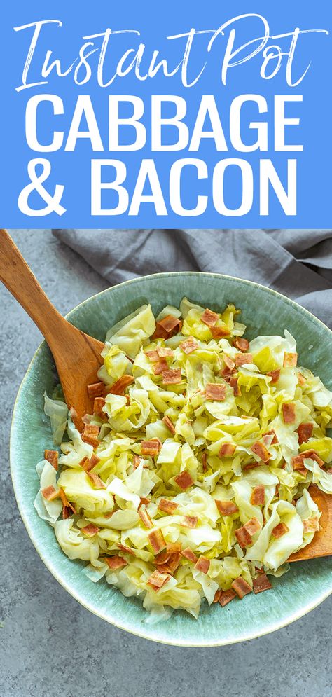 Instant Pot Cabbage with Bacon is the ultimate side dish and it only needs 0 minutes on high pressure - yes, you read that right, zero! #instantpot #cabbageandbacon Instant Pot Vegetarian Recipes, Turkey Bacon Recipes, Instant Pot Cabbage, Instant Pot Veggies, Instant Pot Dump, Cabbage With Bacon, Instant Pot Meal Prep, Cabbage Side Dish, Recipes For Instant Pot