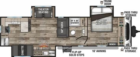 Trailer Floor Plans, Travel Trailer Floor Plans, Lightweight Travel Trailers, Rv Floor Plans, Usb Storage, King Storage Bed, Hose Storage, Headboard Decor, Sofa Storage